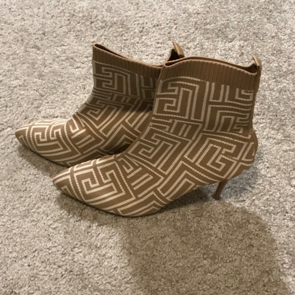 New Simmi knitted sock stiletto ankle boots - nude pattern - 43eu (10.5)